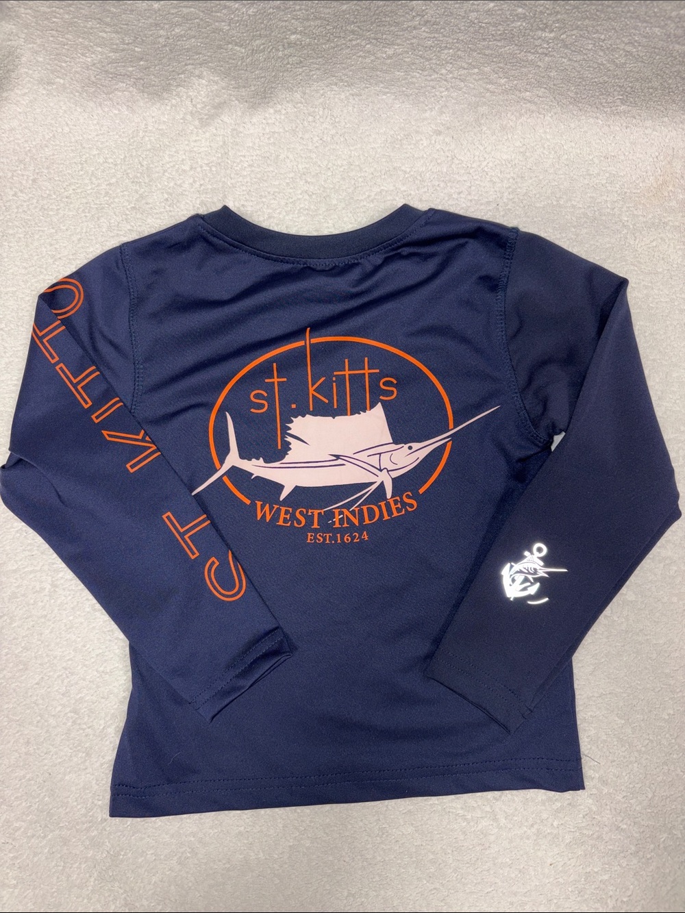 Sea life nwt Side Stitch Navy Long-Sleeve Kids Rashguard Orange fishGraphic 2-4